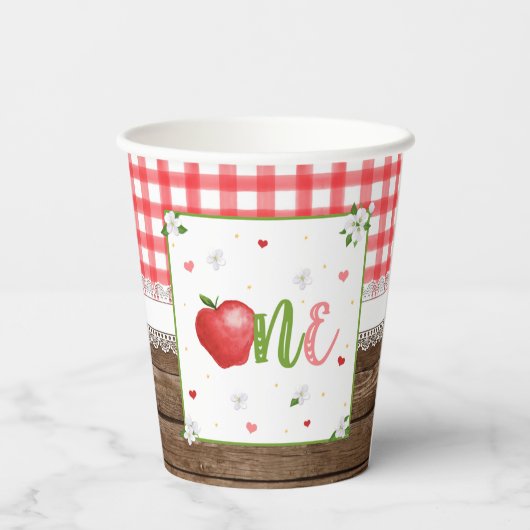 Apple First Birthday Party Cup Papieren Bekers (Achterkant)
