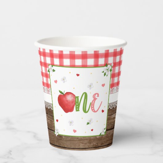 Apple First Birthday Party Cup Papieren Bekers (Voorkant)