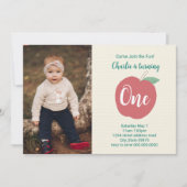 Apple First Birthday Photo Invitation Kaart (Voorkant)