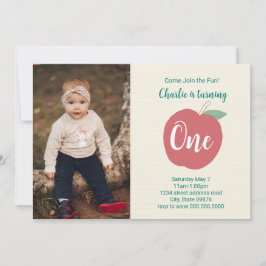 Apple First Birthday Photo Invitation Kaart