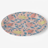 Apple Floral Pattern Coral Pink Papieren Bordje (Gekanteld)
