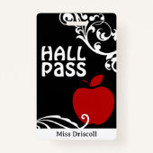 Apple Flourish Classroom Teacher Hall Pass Badge (Achterkant)