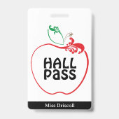 Apple Flourish Klaslokaal Docenten Pas Badge (Achterkant)