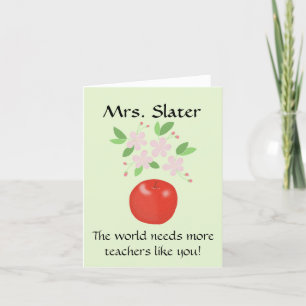 Apple Flowers met bewerkbare lerarenwaardering Bedankkaart