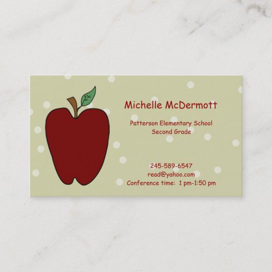 Apple for the Teacher Visitekaartje (Voorkant)