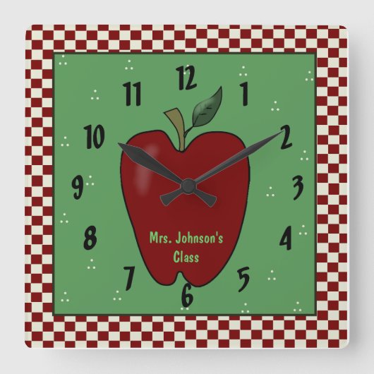 Apple for the Teacher Wall Clock Vierkante Klok (Voorkant)