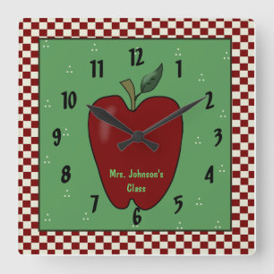 Apple for the Teacher Wall Clock Vierkante Klok