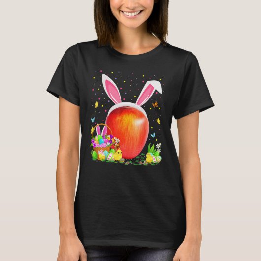 Apple Fruit Easter Hunt Bunny Apple Easter Sun T-shirt (Voorkant)