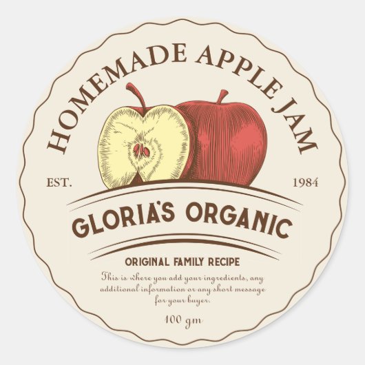  Apple Fruit Jam Custom Product Label (Voorkant)