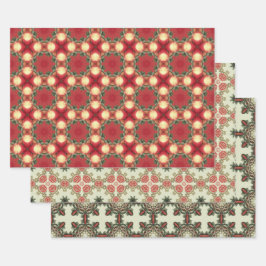 Apple Fruit  Levendig Abstract Patroon Set 2 Inpakpapier Vel