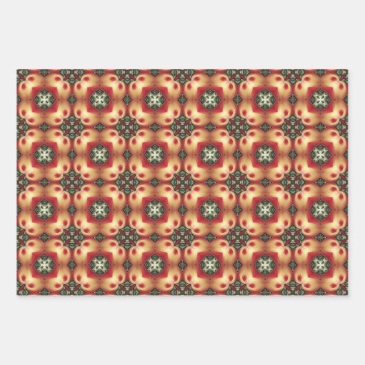 Apple Fruit Levendig Abstract Patroon Set 3 Inpakpapier Vel (Voorkant 3)