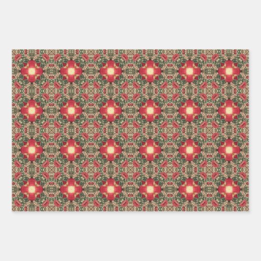 Apple Fruit  Levendig Abstract Patroon Set 3 Inpakpapier Vel (Voorkant 2)