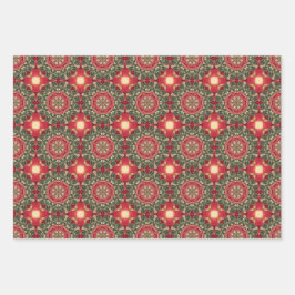 Apple Fruit Levendig Abstract Patroon Set 3 Inpakpapier Vel