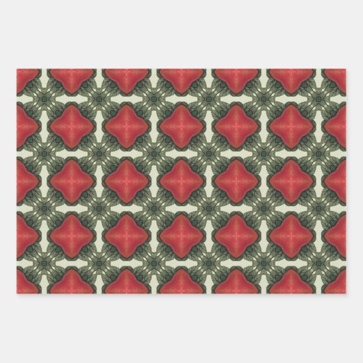 Apple Fruit Levendig Abstract Patroon Set 5 Inpakpapier Vel (Voorkant 3)