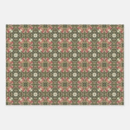 Apple Fruit Levendig Abstract Patroon Set 5 Inpakpapier Vel