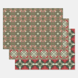Apple Fruit  Levendig Abstract Patroon Set 5 Inpakpapier Vel