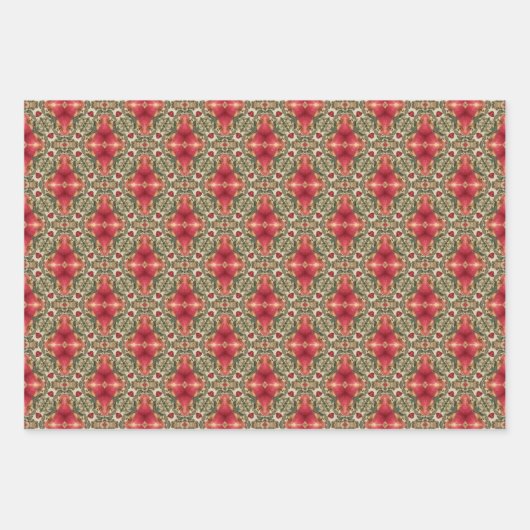 Apple Fruit Levendig Abstract Patroon Set 6 Inpakpapier Vel (Voorkant 3)