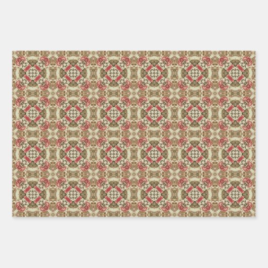 Apple Fruit Levendig Abstract Patroon Set 6 Inpakpapier Vel (Voorkant 2)