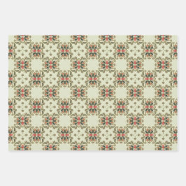 Apple Fruit Levendig Abstract Patroon Set 6 Inpakpapier Vel