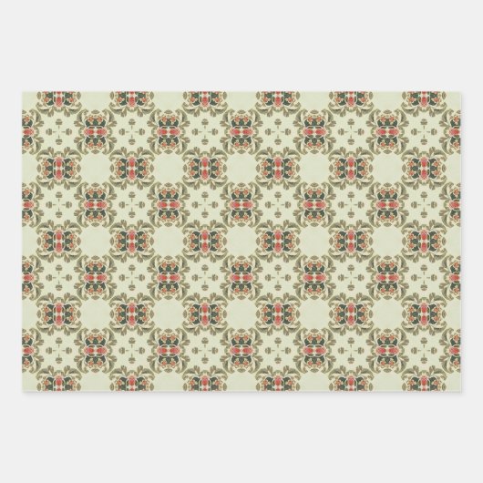 Apple Fruit  Levendig Abstract Patroon Set 6 Inpakpapier Vel (Voorkant)