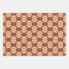 Apple Fruit Levendig Abstract Patroon Set 7 Inpakpapier Vel