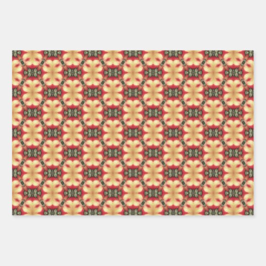Apple Fruit  Levendig Abstract Patroon Set 7 Inpakpapier Vel (Voorkant)
