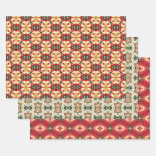 Apple Fruit Levendig Abstract Patroon Set 7 Inpakpapier Vel