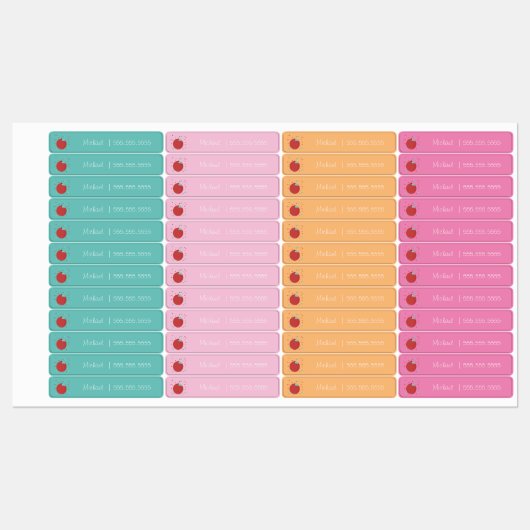 Apple Fruit School Class Lunch Name Number Labels (Vel)