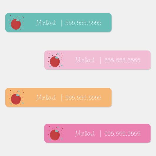 Apple Fruit School Klas Lunch Naam Nummer Labels (Groep)