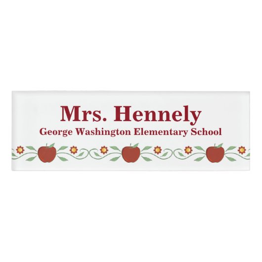 Apple Garland Teacher's Custom Name Label Naambadge (Voorkant)