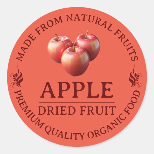 Apple Gedroogde Vruchten Aangepaste Label Sticker (Voorkant)