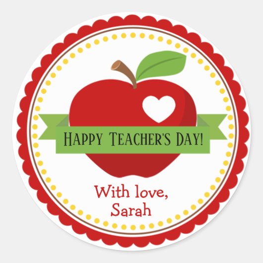 Apple gepersonaliseerde leraar gunst cadeau ronde sticker (Voorkant)
