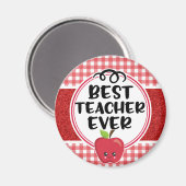 Apple Geruite Beste Leraar Ooit Lerarendag Magneet (Voorkant / Achterkant)