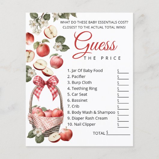 Apple & Gingham Baby shower raden de prijs spel Flyer (Voorkant)