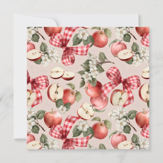 Apple Gingham Bow Herfst Baby shower Uitnodiging (Achterkant)