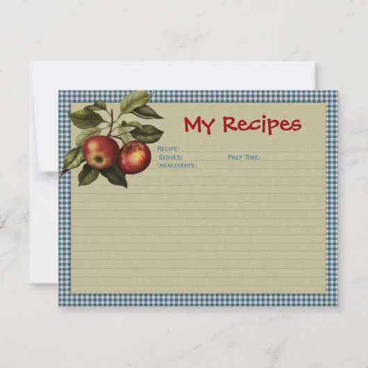 Apple Gingham Recipe Card Kaart (Voorkant)