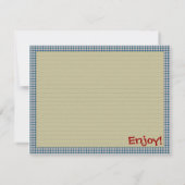 Apple Gingham Recipe Card Kaart (Achterkant)