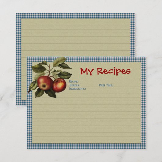 Apple Gingham Recipe Card Kaart (Voorkant / Achterkant)