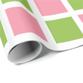 Apple Green and Salmon Roze Squares Wrapping Paper Cadeaupapier (Rol Hoek)