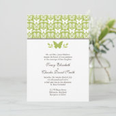 Apple Green and White Butterfly Wedding Invitation Kaart (Staand voorkant)