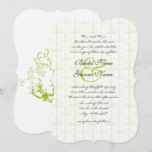 Apple Green Antiek Chandelier Wedding Invitation Kaart (Voorkant / Achterkant)