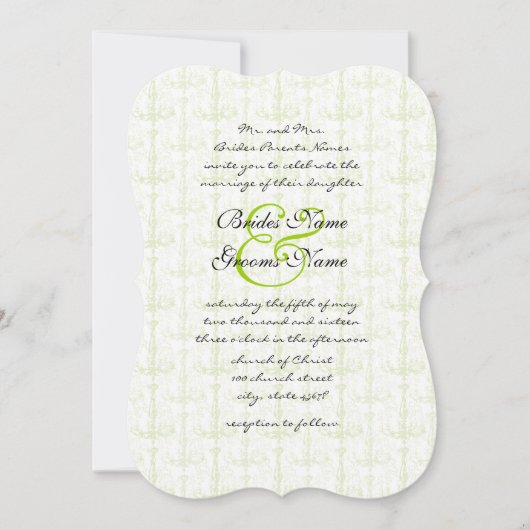 Apple Green Antiek Chandelier Wedding Invitation Kaart (Voorkant)