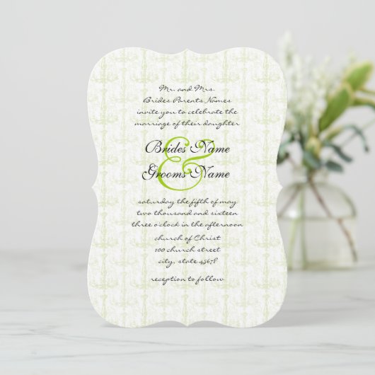 Apple Green Antiek Chandelier Wedding Invitation Kaart (Staand voorkant)