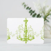Apple Green Antiek Chandelier Wedding Response RSVP Kaartje (Staand voorkant)