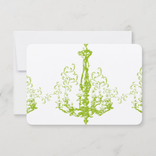 Apple Green Antiek Chandelier Wedding Response RSVP Kaartje