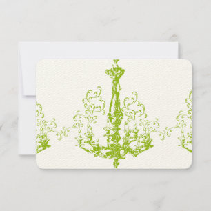 Apple Green Antiek Chandelier Wedding Response RSVP Kaartje