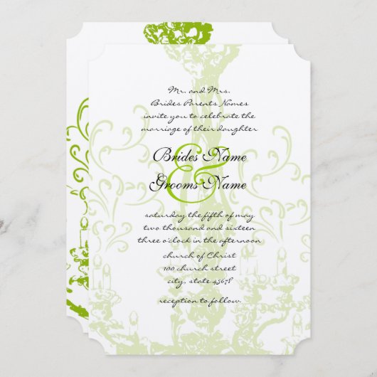 Apple Green  Antiek Chandelier Weddings Kaart (Voorkant / Achterkant)