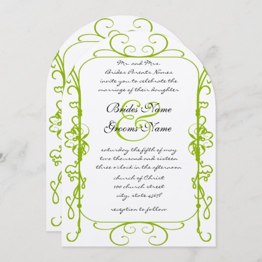 Apple Green Antiek Lijst Uitnodiging (Voorkant / Achterkant)