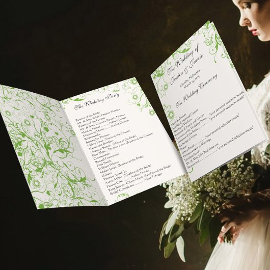 Apple Green Birds Swirl Orde van Service Kaart