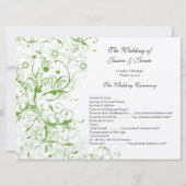 Apple Green Birds Swirl Wedding Order of Service Kaart (Voorkant)